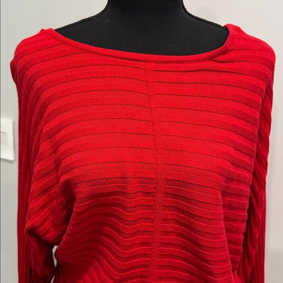 🔵 New York and Company Red Crew Neck Batwing Sweater Size Medium - Picture 2 of 9